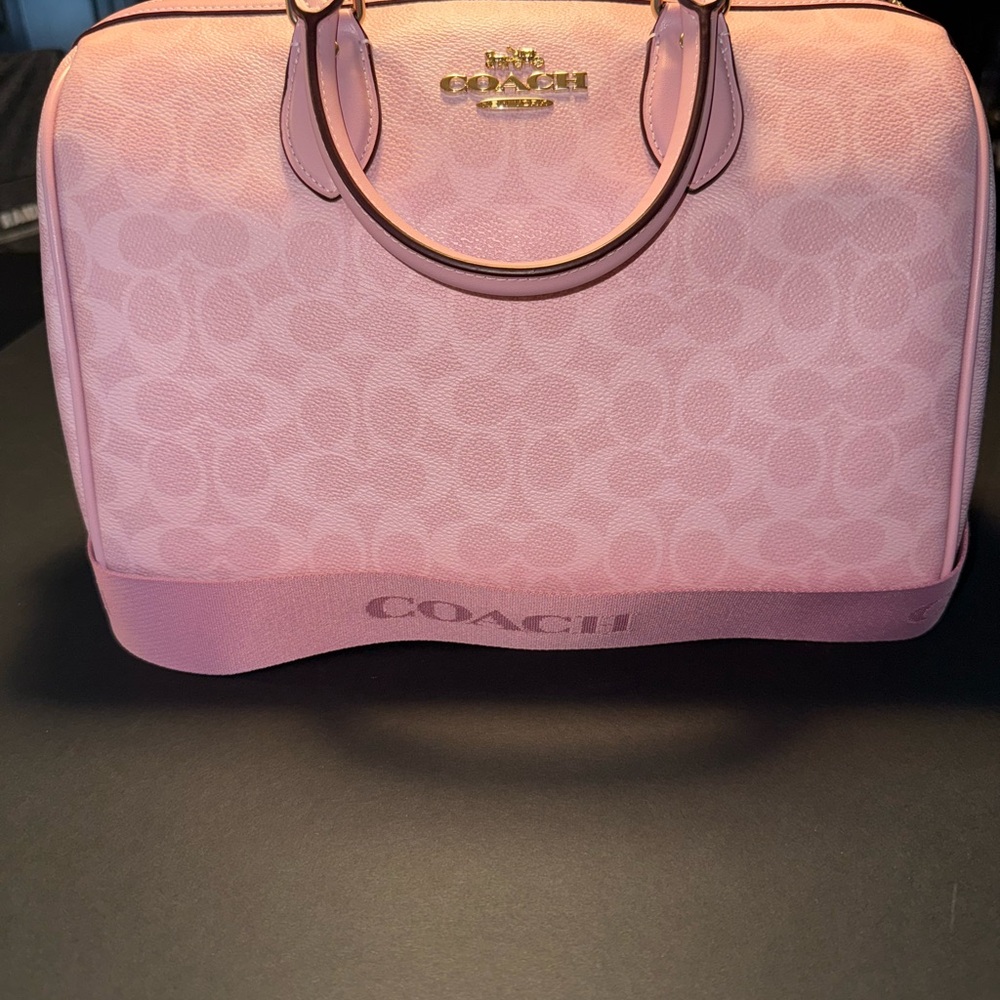 Coach Powder Pink large Rowan Satchel with Signature Monogram